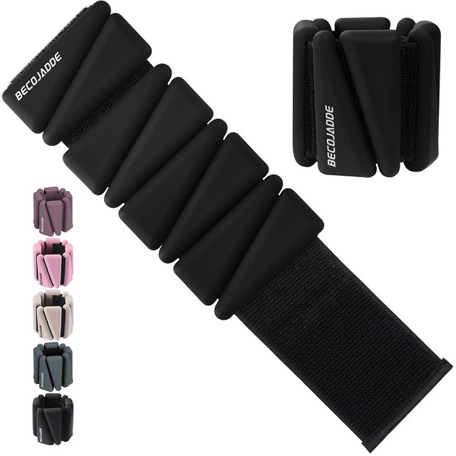 BECOJADDE Ankle Weights Set of 2 (1 lb/2 lb/3 lb Each) Adjustable Wrist Weights for Women Men Wearable Arm Leg Weight for Pilates, Running, Walking, Workout, Yoga