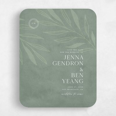 Green Rounded Wedding Save the Date - Castille Portrait