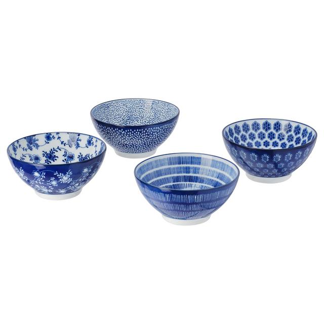ENTUSIASM Bowl, patterned/blue4 ½ "