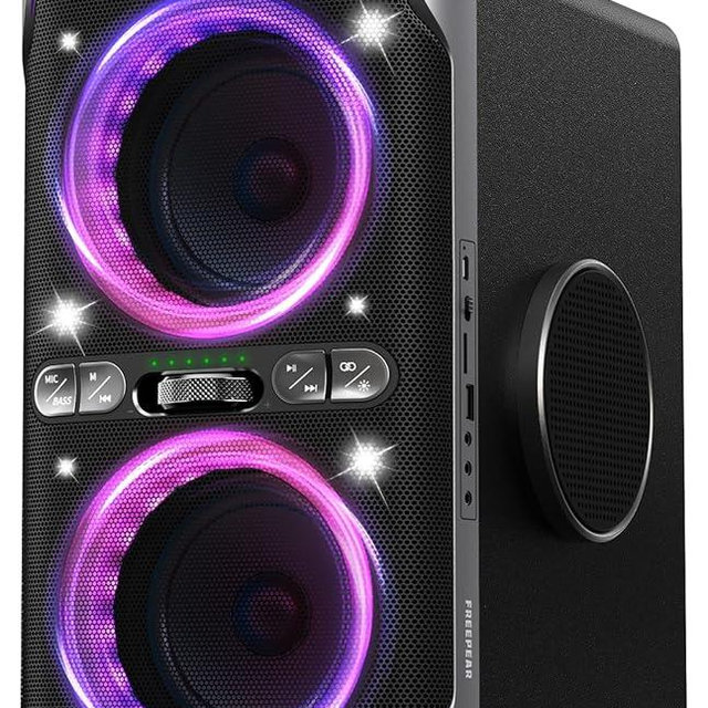 FREEPEAR Party Bluetooth Speaker - 240W Peak Loud Speaker, Dazzling Light Show, Deep Bass, IPX4 Waterproof, 15H Battery, TWS Pairing, BT 5.3 Wireless, Portable for Home/Outdoor/Beach/Pool Party
