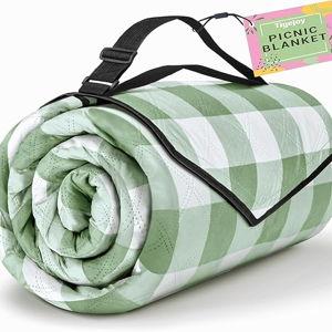 TigeJoy Extra Large Picnic Blanket Waterproof Foldable 80''x80'', Outdoor Picnic Mat Beach Blanket Sandproof for Park, Grass, Travel, Hiking, Camping Essentials, Gingham Picnic Blanket