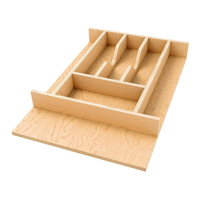 Rev-A-Shelf Natural Maple Right Size Utensil Insert Home Storage Kitchen Organizer 7 Compartment Drawer Accessory, 13-1/4" x 19-1/2", 4WCT-18SH-1