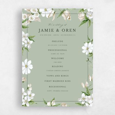 Bright Sage, Green Wedding Program - Foxglove