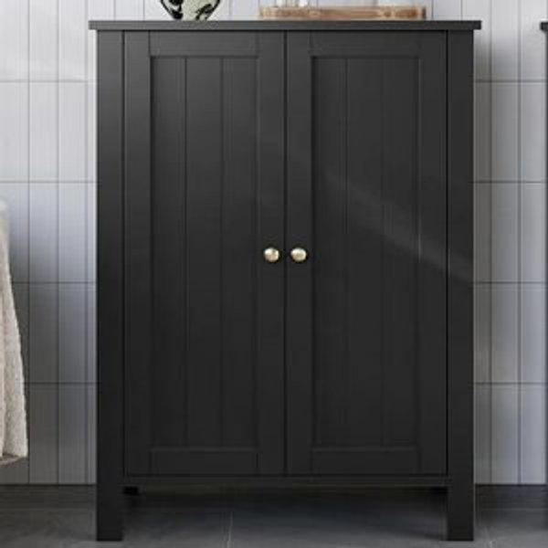 (BLACK) VASAGLE Floor Storage Cabinet, Freestanding Storage Unit with 2 Adjustable Shelves, for Bathroom Living Room Dining Kitchen, 11.8 x 23.6 x 31.5 Inches, Ink Black UBCB060B01