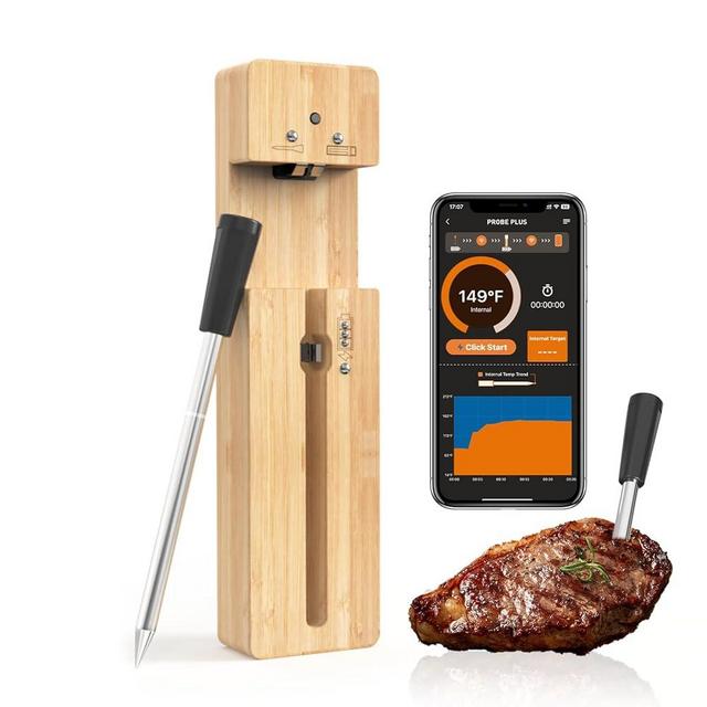 Newise Bluetooth Wireless Meat Thermometer with Smart APP, Long Range & Fast Charge, Digital Food Thermometer for Grill, Oven, Smoker, Christmas Perfect Gifts for Men Dad