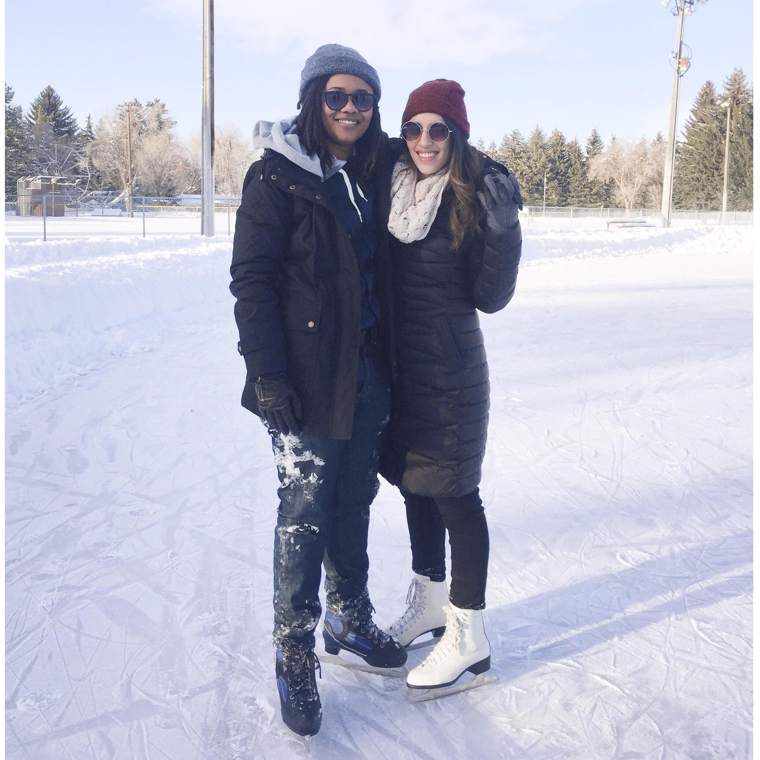 Don't let this picture fool you - we were barely hanging on. Ice skating is hard!