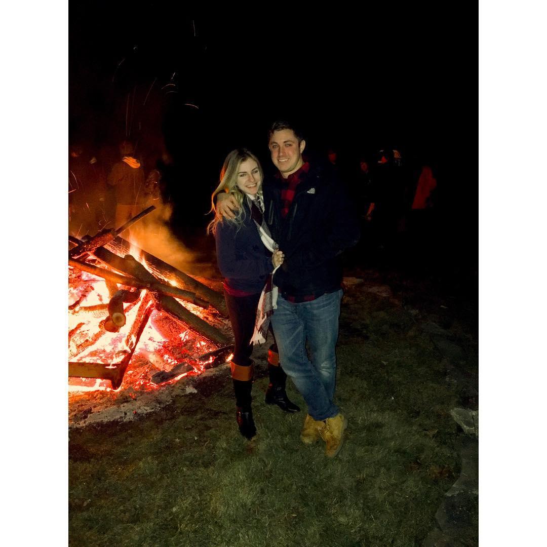 Our first ever photo together, right after this Braden threw Sara over his shoulder and spun around near that bonfire. We can guess who thought it was more fun.