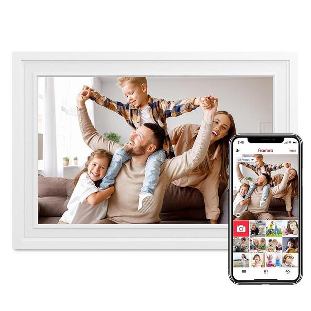 Digital Picture Frame FRAMEO 10.1" WiFi Digital Photo Frame 1280x800HD IPS Touch Screen, Built in 16GB Memory, Auto-Rotate, Share Photos and Videos via Frameo App, Gift for Friends and Family, White