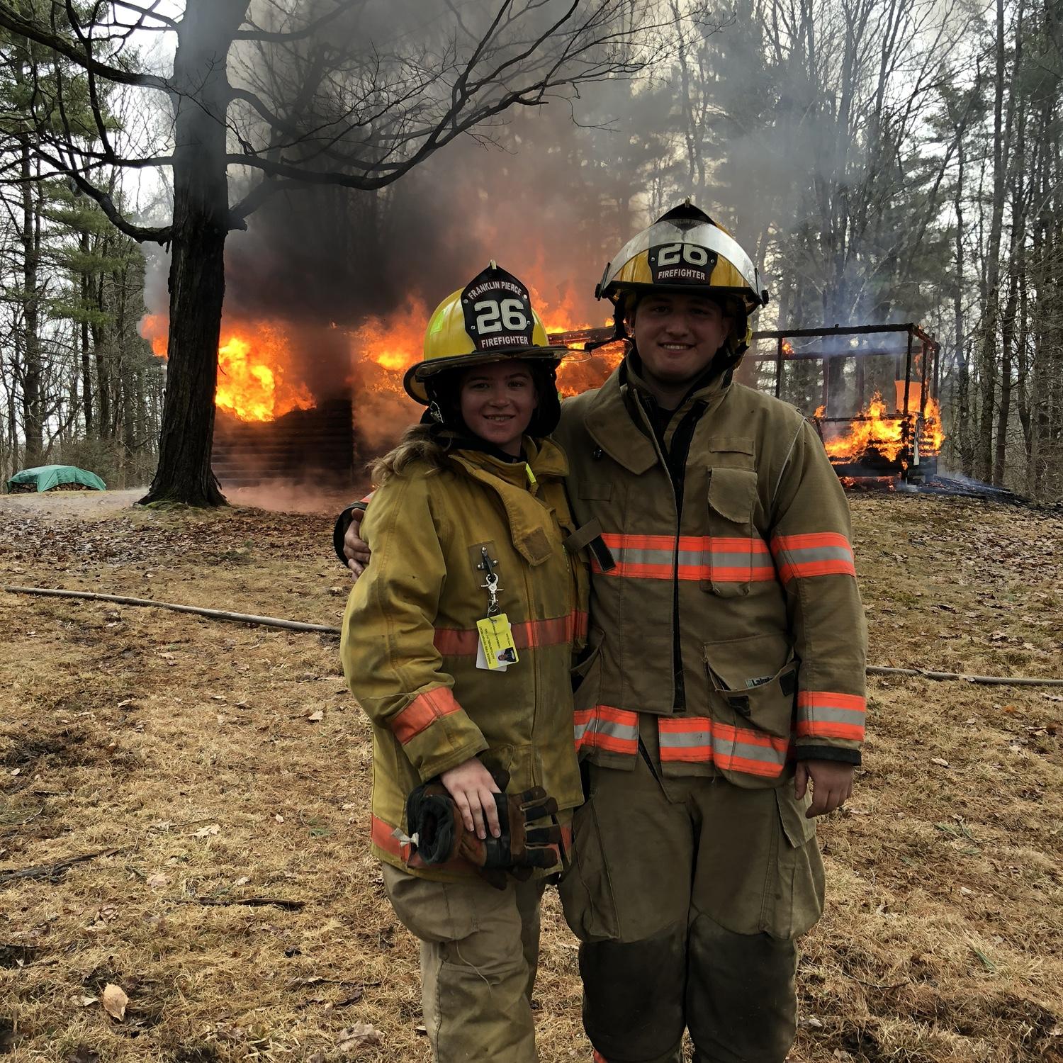 Throughout their college career Jeremy and Hannah worked for the Rindge Fire Department. Jeremy worked as a firefighter and EMT while Hannah worked as a firefighter and EMR. They love to give back!