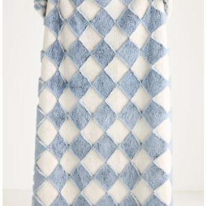 Chella Checkered Faux Fur Throw Blanket - Color: Blue