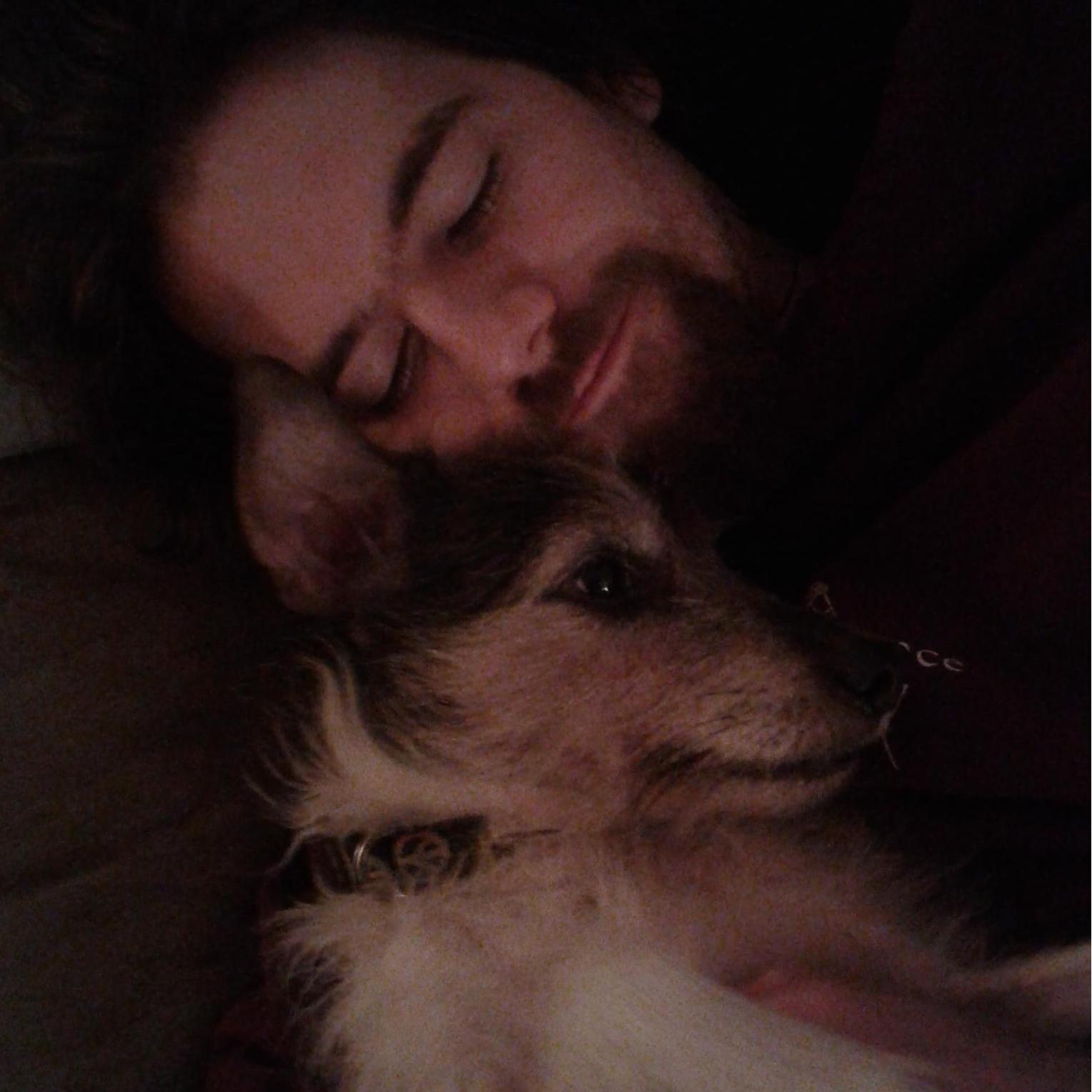 While Jen was on the train, Connor was busy snuggling Jeff.