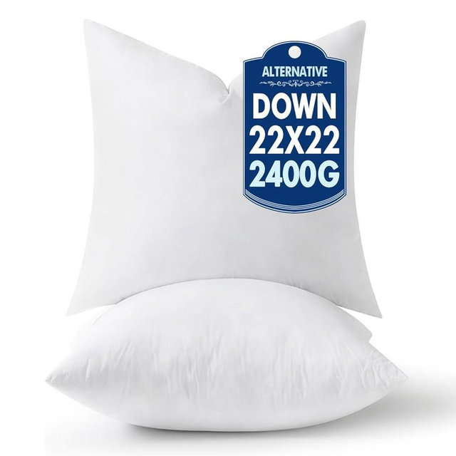 MIULEE 22x22 Pillow Inserts,Down Alternative Pack of 2 Euro Decorative Throw Pillows for Sofa Couch Bed, Ultra Soft Fluffy Bed Sleeping Form