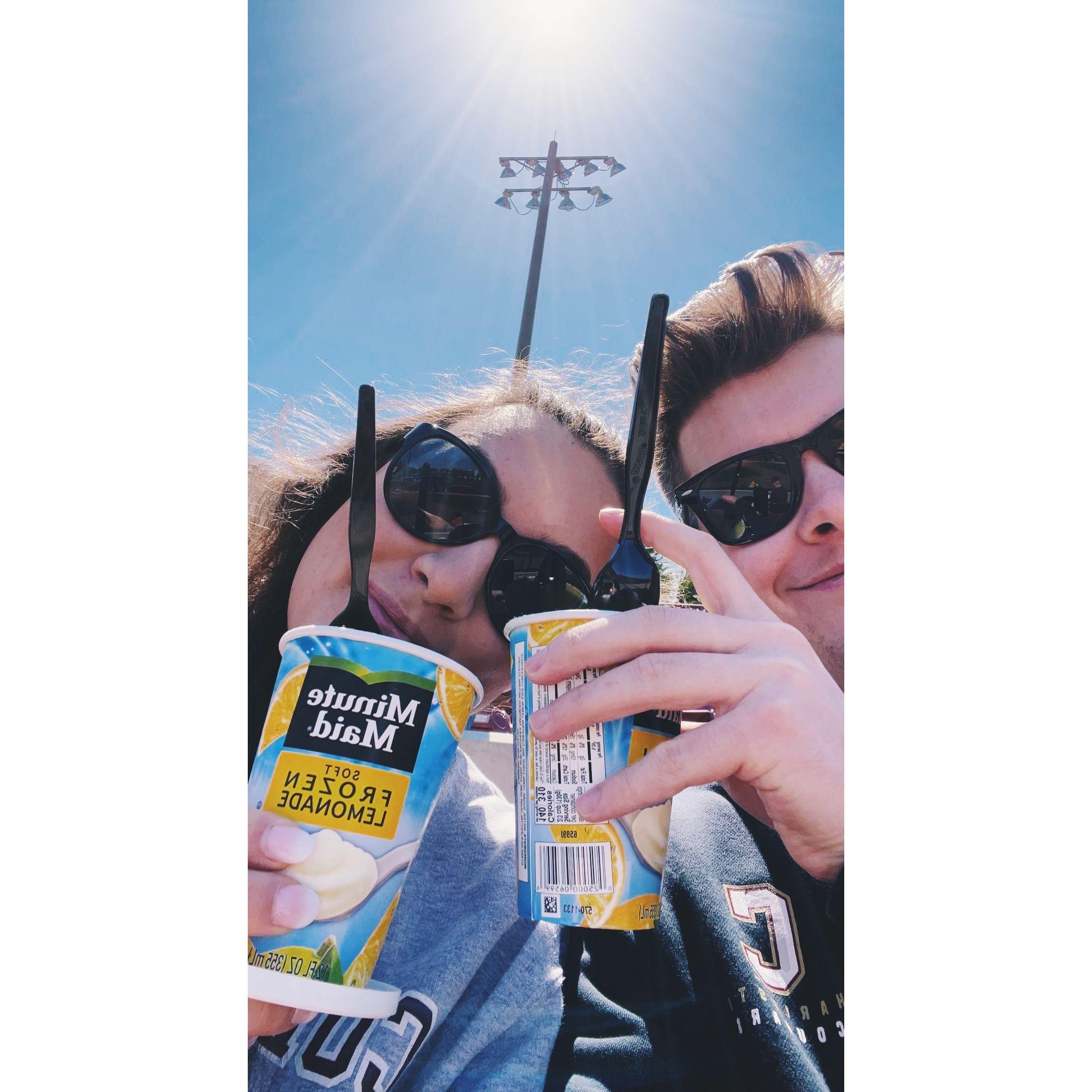 Hannah Rose's first ever college baseball game (and first lemonade slushie!)