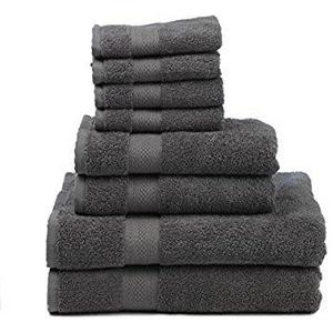 AmazonBasics Fade-Resistant Cotton 6-Piece Towel Set, Grey
