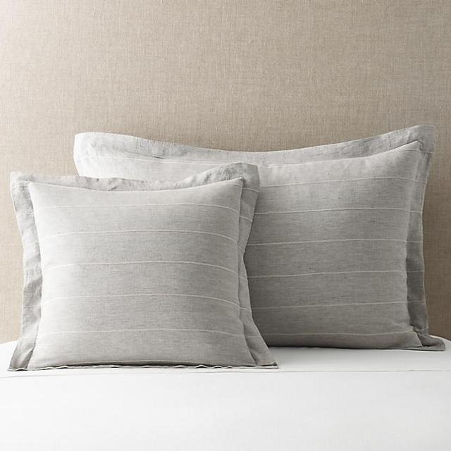 Embroidered Stripe Linen Euro and King Lounger Sham