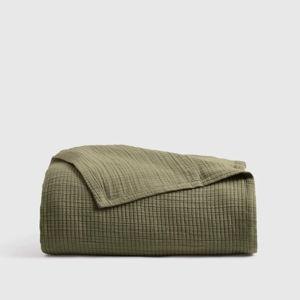 Ribbed Cotton Coverlet-Green
