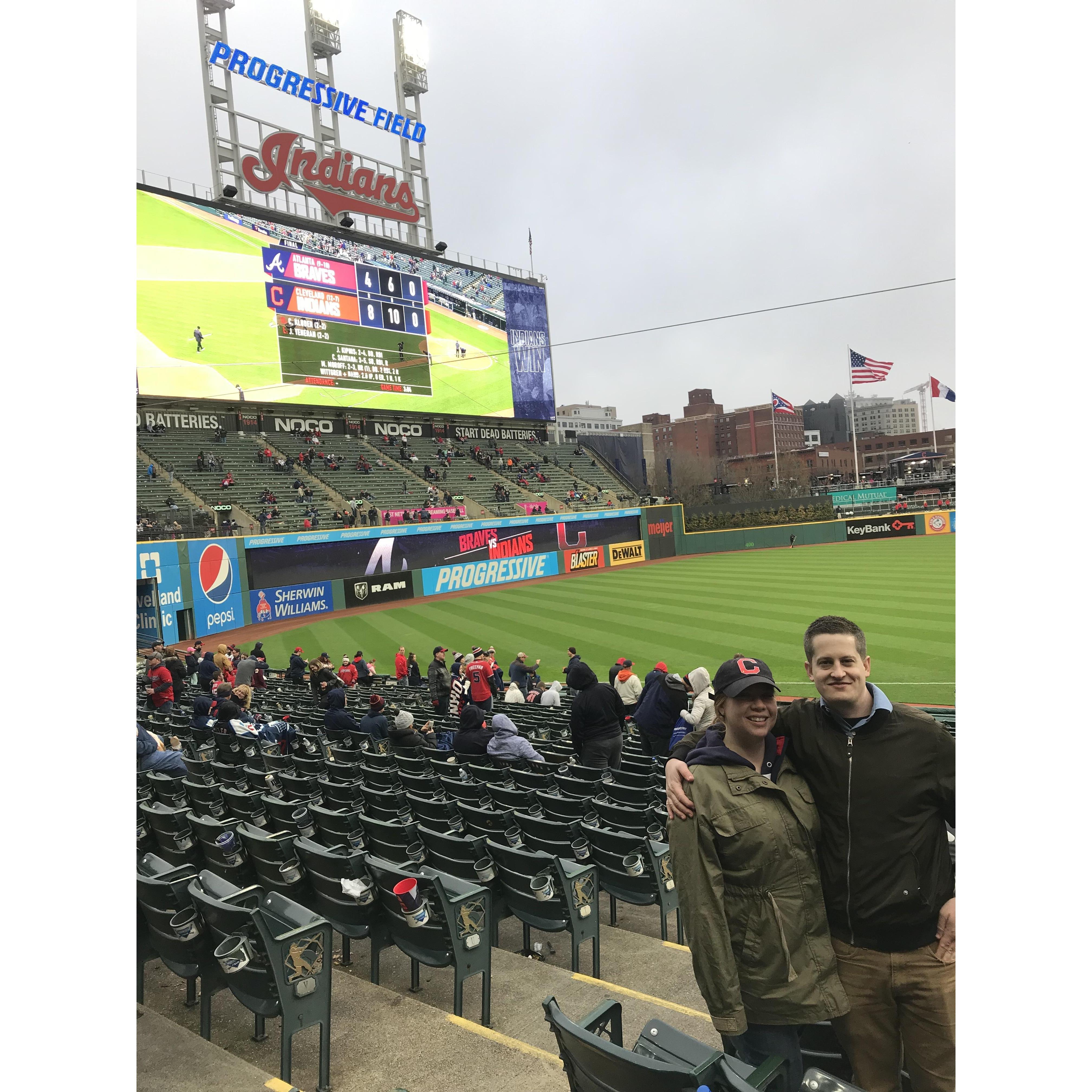Enjoying our favorite pastime, drinking beer and eating hotdogs outside. I mean watching baseball.