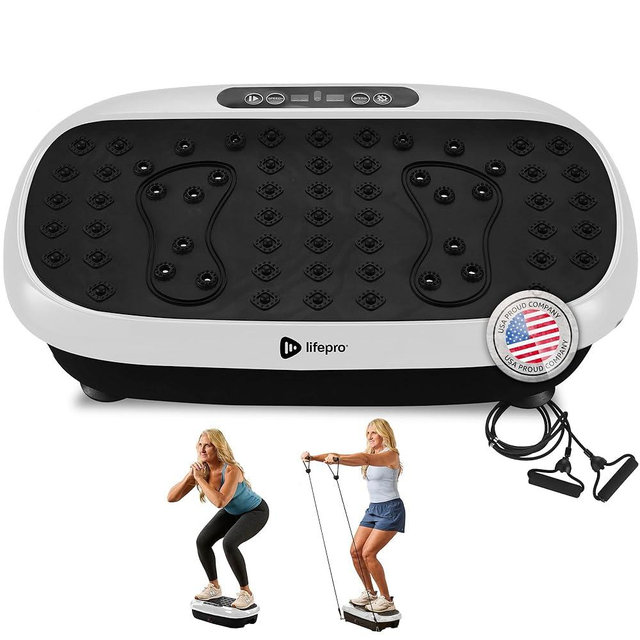 Lifepro HexaPlate Lite Vibration Plate Exercise Machine — Magnetic Acupoints, 99 Speeds & 10 Presets Vibration Platform Machine with Resistance Bands — Vibrating Plate for Lymphatic Drainage & Toning