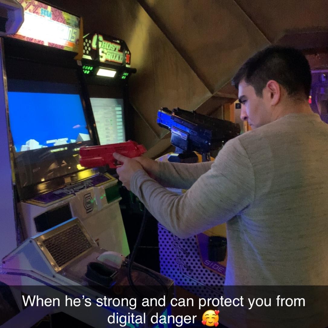 One of our first dates to an arcade.