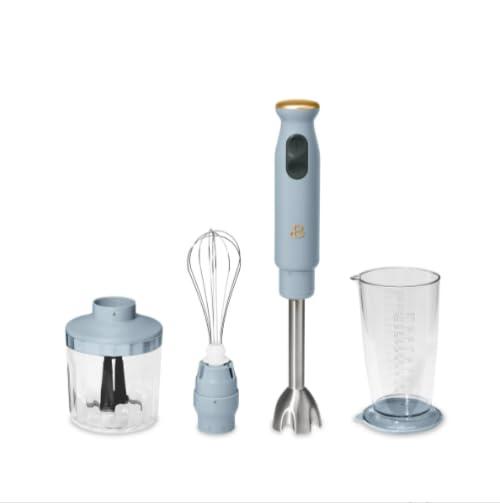 Beautiful 2-Speed Immersion Blender that includes a Chopper & Measuring Cup, by Drew Barrymore (Cornflower Blue)