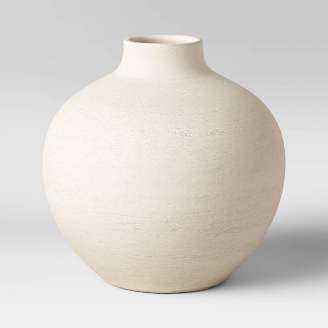 7" x 7" Earthenware Fall Edit Texture Vase White - Threshold™