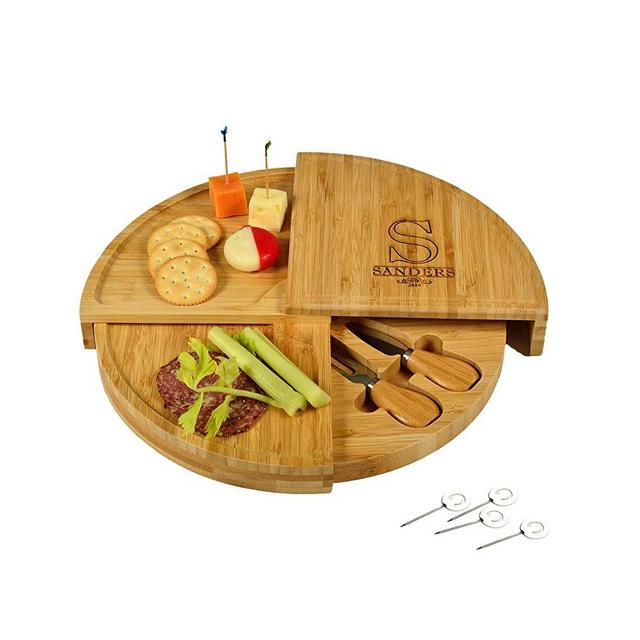 Custom Personalized Engraved Bamboo Cheese/Charcuterie Board with Cheese Knives & Cheese Markers - Designed & Quality Checked in the USA
