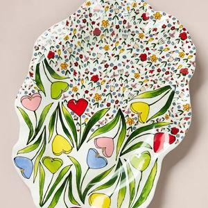 The Mud Fairy Blooming Hearts Stoneware Platter
