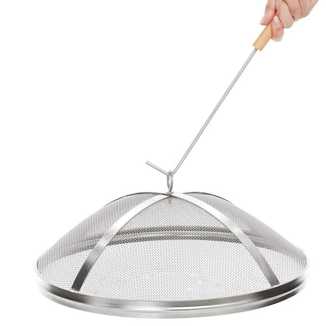 Fire Pit Spark Cover Compatible with The Solo Stove Bonfire Size Fire Pit - Easy to Lift Stainless Steel Fire Pit Spark Shield with Guild Stick Included (Bonfire Size Screen)
