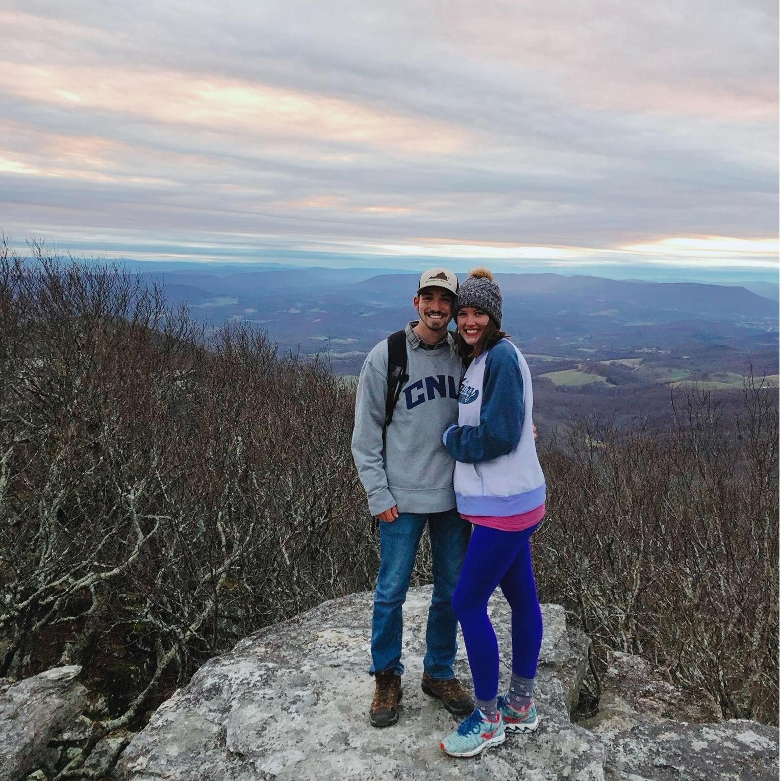 This was during one of our hikes in Blacksburg! We freezed our butts off but we didn't mind because we were together!