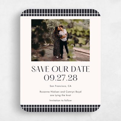 Beige Rounded Wedding Save the Date - Redwood Photo