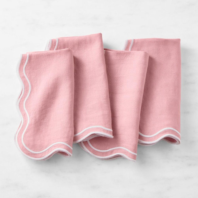 AERIN x Williams Sonoma Scalloped Napkin, Set of 4, Pink