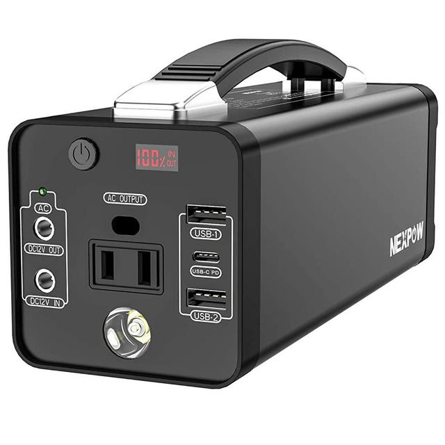 NEXPOW Portable Power Station, 48000mAh Solar Generator Lithium Polymer Battery Emergency Backup Portable Power Source with 110V/120W(Peak 150W) AC Inverter Outlet, USB-C PD 3.0, for Outdoors Camping