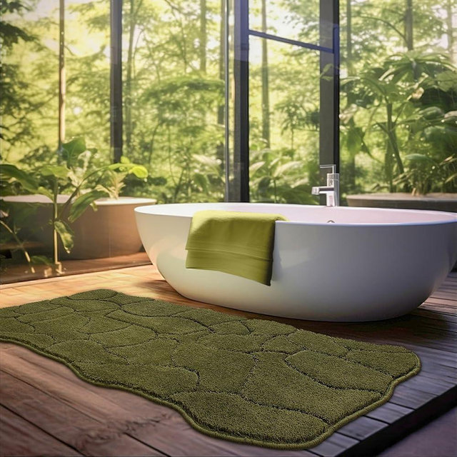 BSICPRO Large Bathroom Rugs Runner, 22x47 Inches Long Bath Mats for Bath Non Slip, Soft Absorbent and Quick Dry Microfiber Bath Rugs for Bathroom, Machine Washable (Olive Green)