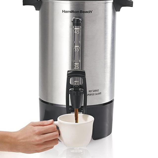 Hamilton Beach 45 Cup Coffee Urn and Hot Beverage Dispenser, Silver (40519)