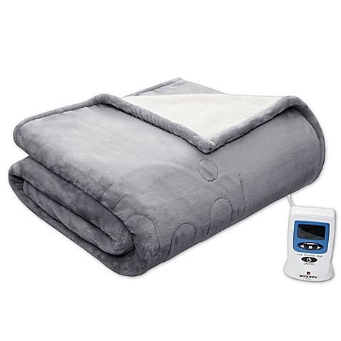 Woolrich Heated Plush to Berber Queen Blanket in Grey
