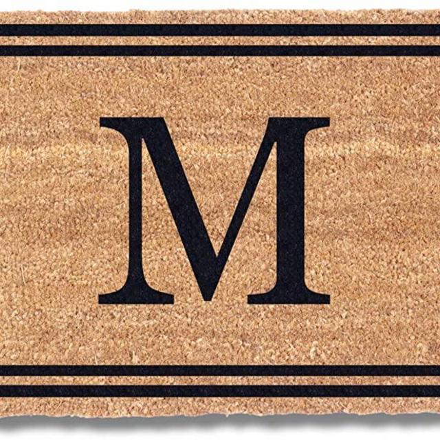 Coco Mats 'N More Black Double Bordered Monogrammed Coco Doormat 22" x 36" with Vinyl Backing | Durable Personalized Doormat | Outdoor Door Mat for Home Entrance | Keeps Homes Clean