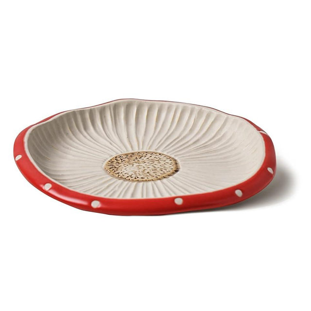 RESVUGA Mushroom Salad Plate, 8 in Polka Dot Safety Ceramic Dessert Appetizer Plates, Cute Dinner Plates, Dessert, Dish, Cake & More.