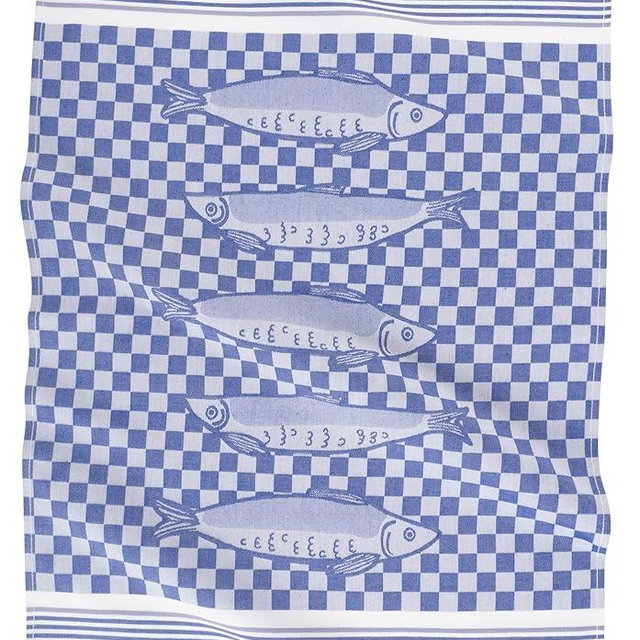 KAF Home Porto Woven Jacquard Kitchen Tea Towel Made in Portugal, 19 x 30-inch 100-Percent Cotton (Sardines)