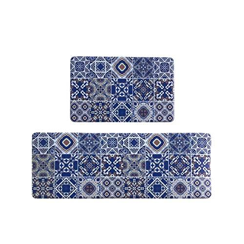 ARCLIBER Anti Fatigue Kitchen Rugs,Comfort Floor Standing Mats 2 Piece,Easy Clean Kitchen Mats,Non Skid Runner Rug(17"x28"+17"x47")