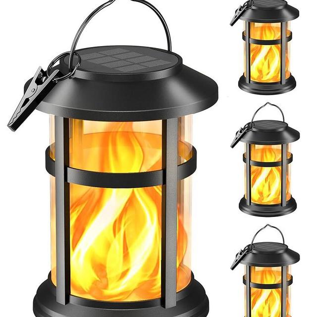 Otdair 4 Pack Solar Lanterns Outdoor Waterproof, Upgraded Flickering Flame Hanging Solar Lights for Outside, Solar Powered Lantern for Patio Yard Garden Porch Decor, Gift for Mom Housewarming