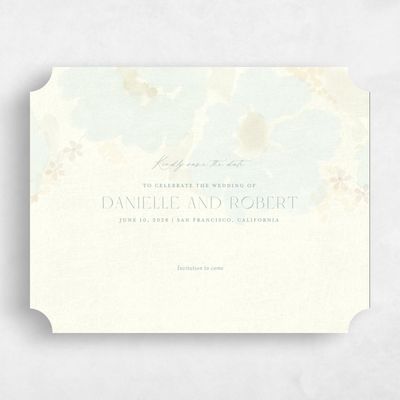 Blue Ticket Wedding Save the Date - Elidure Landscape