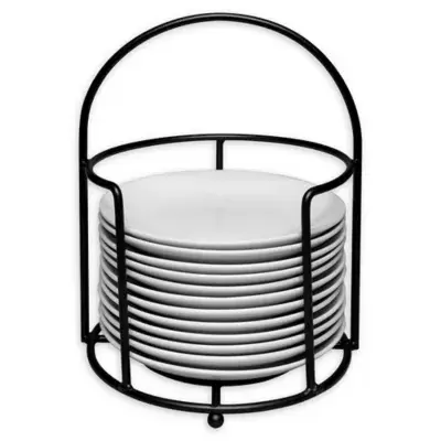 B. Smith® 13-Piece Appetizer Plate Set in White with Black Metal Stand
