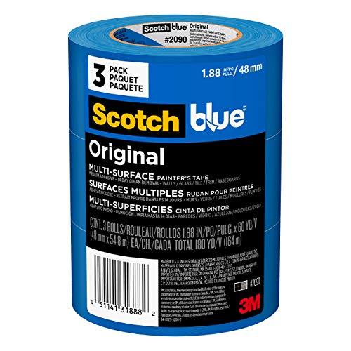 ScotchBlue Original Multi-Surface Painter’s Tape,  1.88 inch x 60 yard, 3 Rolls