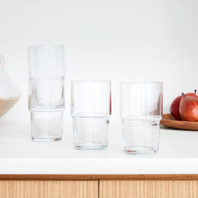 Essential Stacking Glassware, Highball, Glass, Clear, Set of 4
