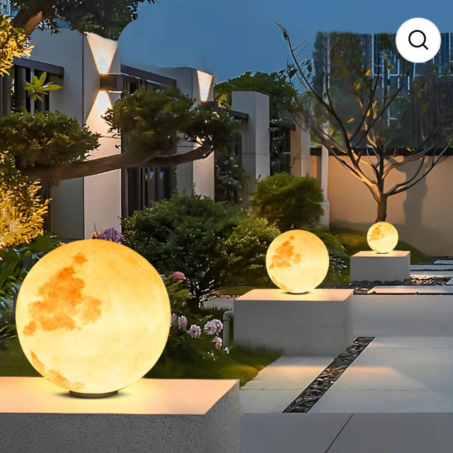 Moon-Shaped Stone Pillar Light Outdoor Decorative Light