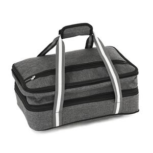 Insulated Expandable Double Casserole Carrier and Lasagna Holder for Picnic Potluck Beach Day Trip Camping Hiking - Hot and Cold Thermal Bag in Gray – Tote can hold 11 x 15 or 9 x 13 baking dish