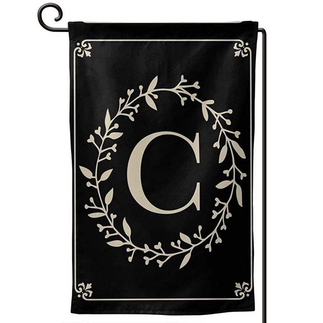 MSGUIDE Garden Flag Vertical Double Sided 12.5 X 18 Inch, Monogram Letter C Welcome House Flag Weather Resistant Banner for Seasonal Yard Outdoor Home Decor