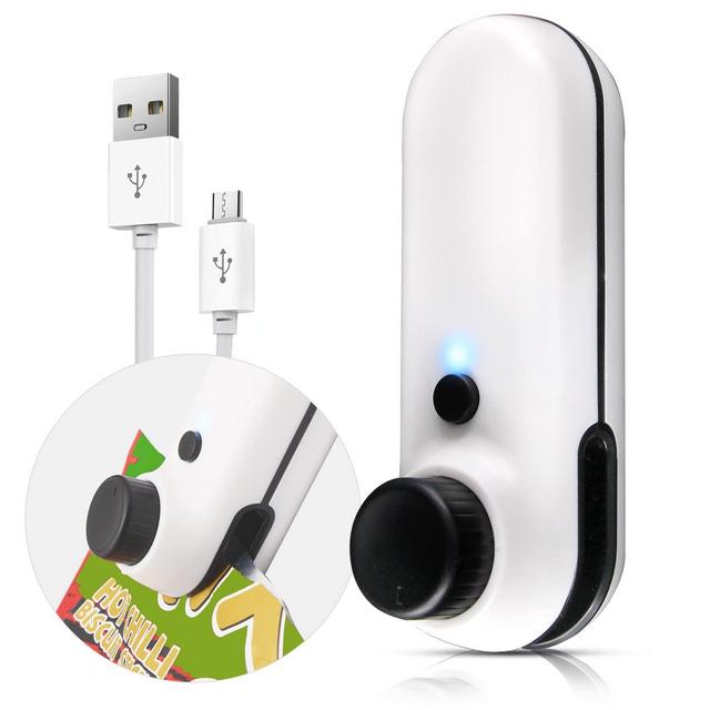 Mini Bag Sealer, Bag Sealer Heat Seal, Rechargeable Mini Chip Bag Sealer with Heat Sealer Cutter Soft Magnetic Portable Bag Resealer -White