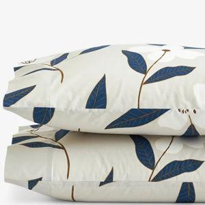 Plumeria Floral Classic Cool Cotton Percale Pillowcase Set - Gray Multi, Standard