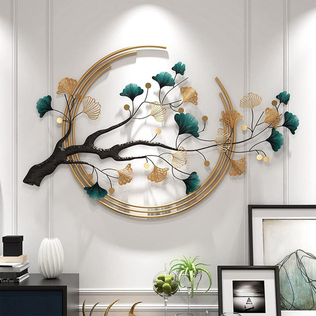 Umbifa Large Metal Wall Decor 52.7 in * 32.7in Ginkgo Leaf 3D Wall Sculpture Metal Wall Art Decor for Living Room Porch Room Bedroom Modern